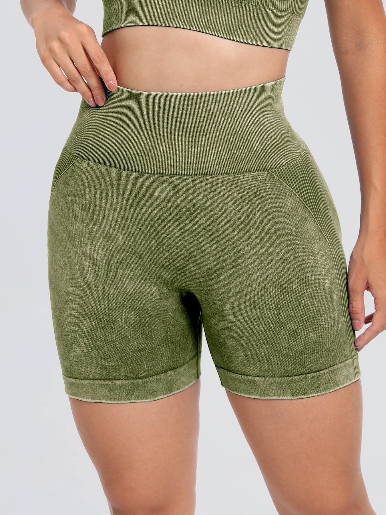 Washed High Waist Active Shorts.