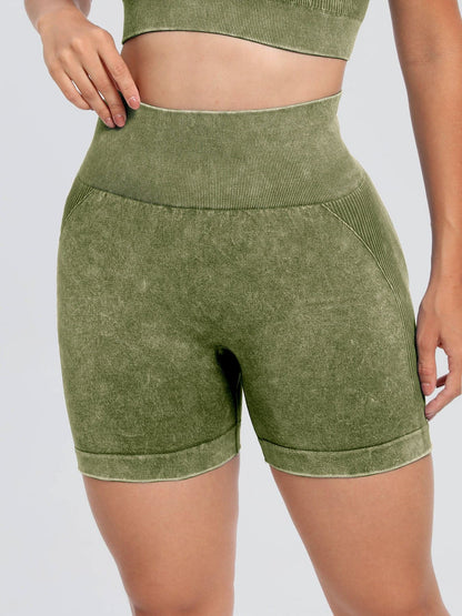 Washed High Waist Active Shorts.