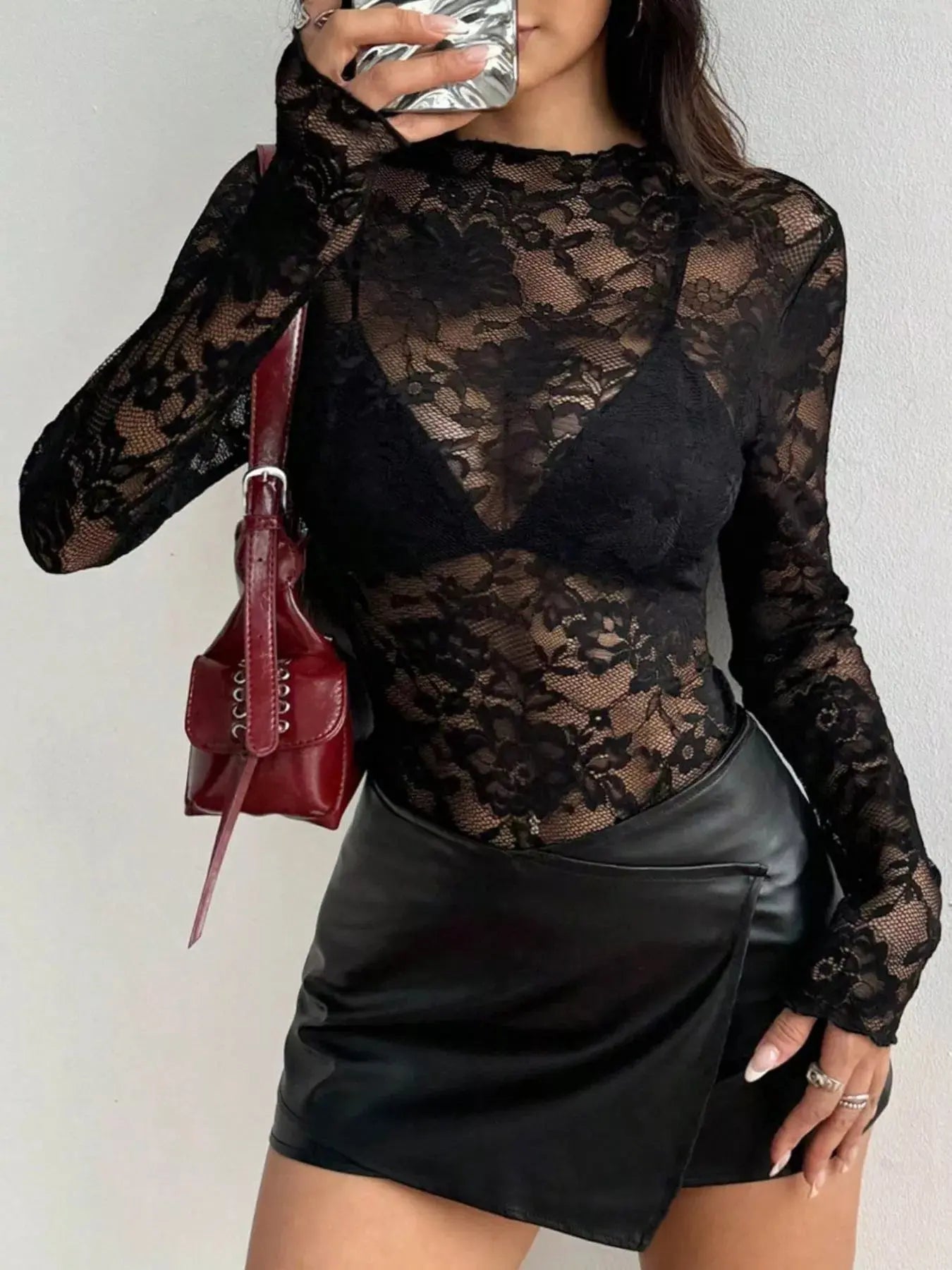 Elegant Floral Lace Long Sleeve Top Simply Love