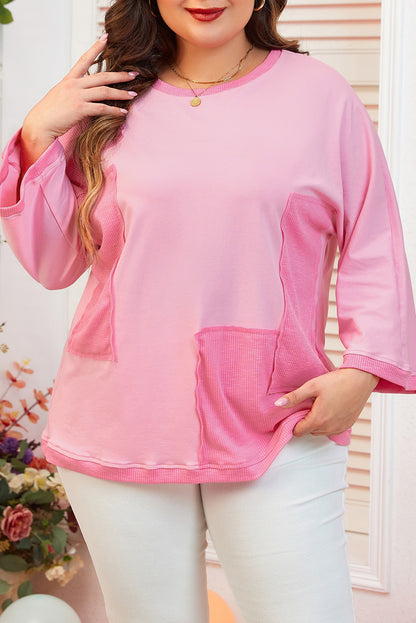 Chic oversized patched high-low tee for plus sizes