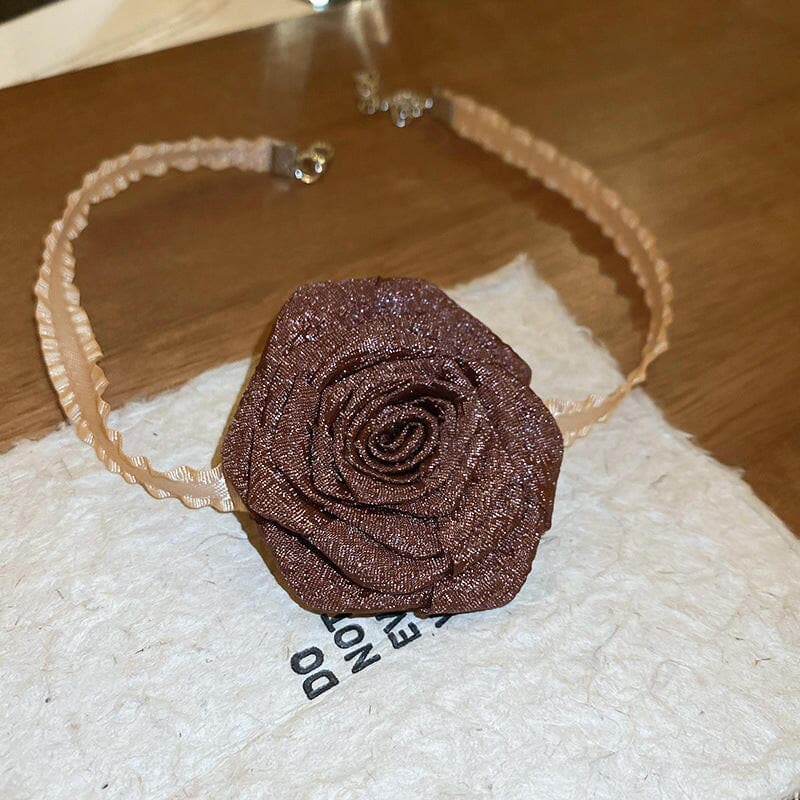 3D Rose Alloy Buckle Necklace.