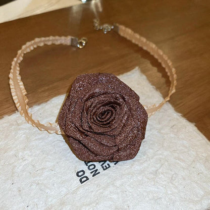 3D Rose Alloy Buckle Necklace.