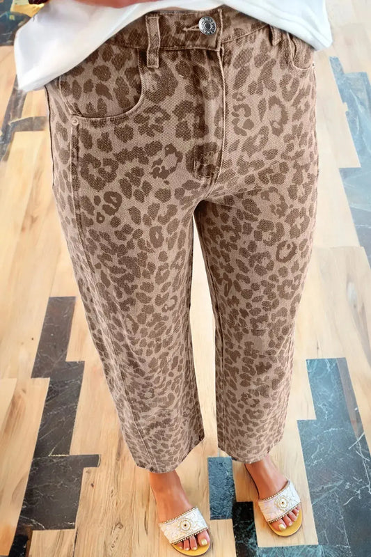Leopard Print High-Waisted Cropped Jeans Simply Love