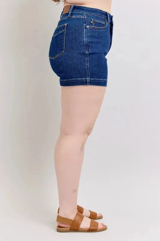 Judy Blue Full Size High Waist Tummy Control Denim Shorts Plus Size Coco’s Tee Boutique