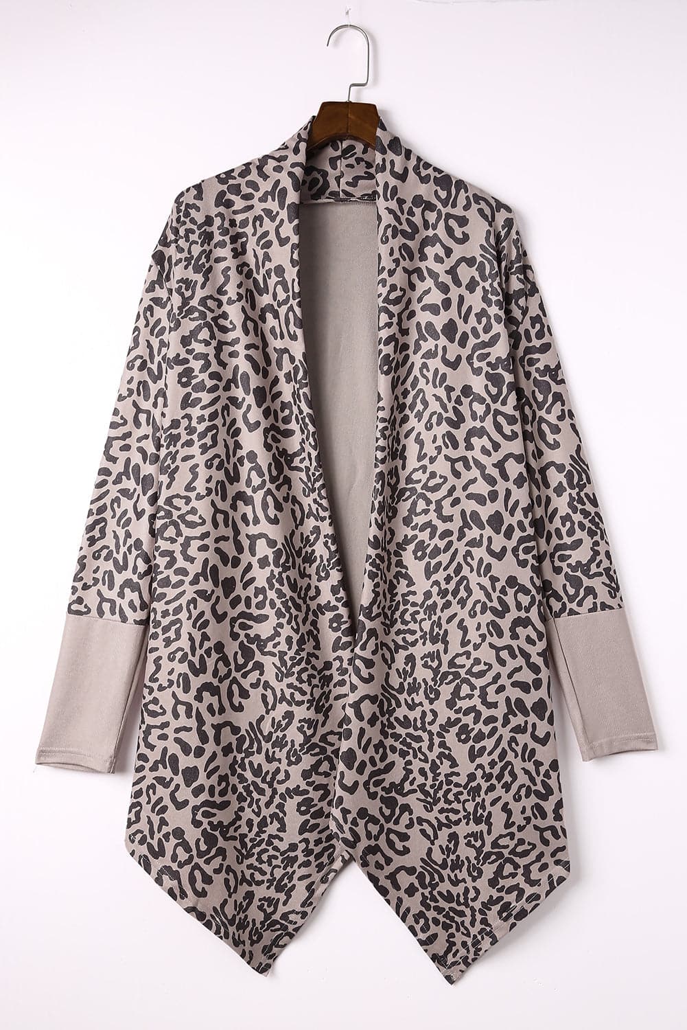 Leopard Open Front Long Sleeve Cover-Up.