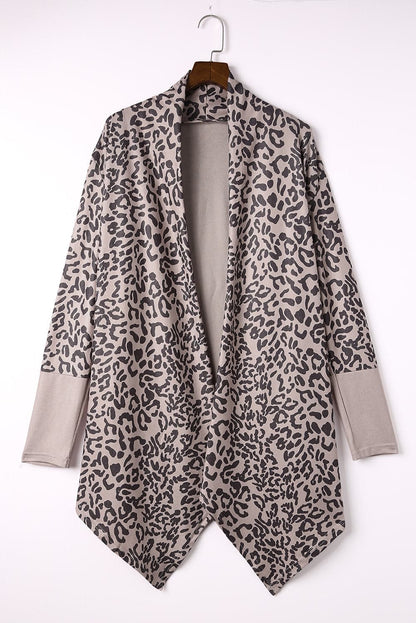 Leopard Open Front Long Sleeve Cover-Up.