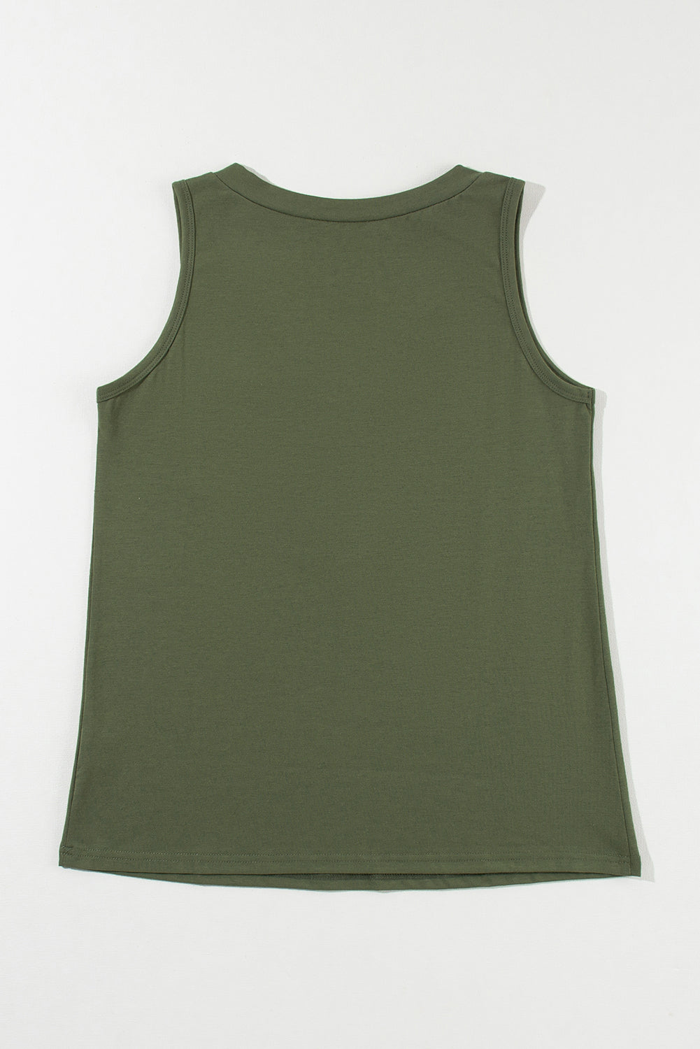 Jungle green v-neck tank top with button detail and patched pocket