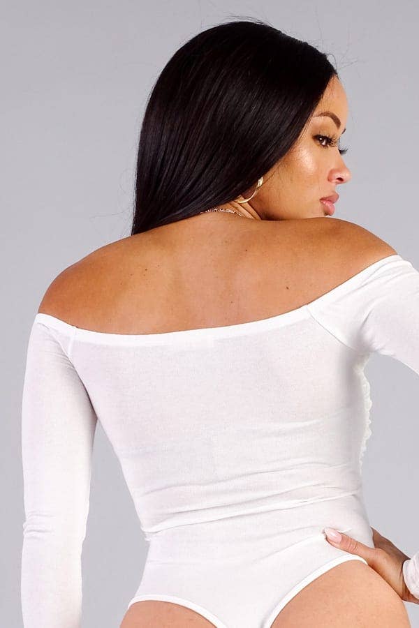 Wrapped in Wow Off-Shoulder Drape Bodysuit – Ivory Coco’s Tee Boutique