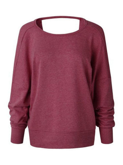 Chic backless long sleeve sweatshirt with round neck