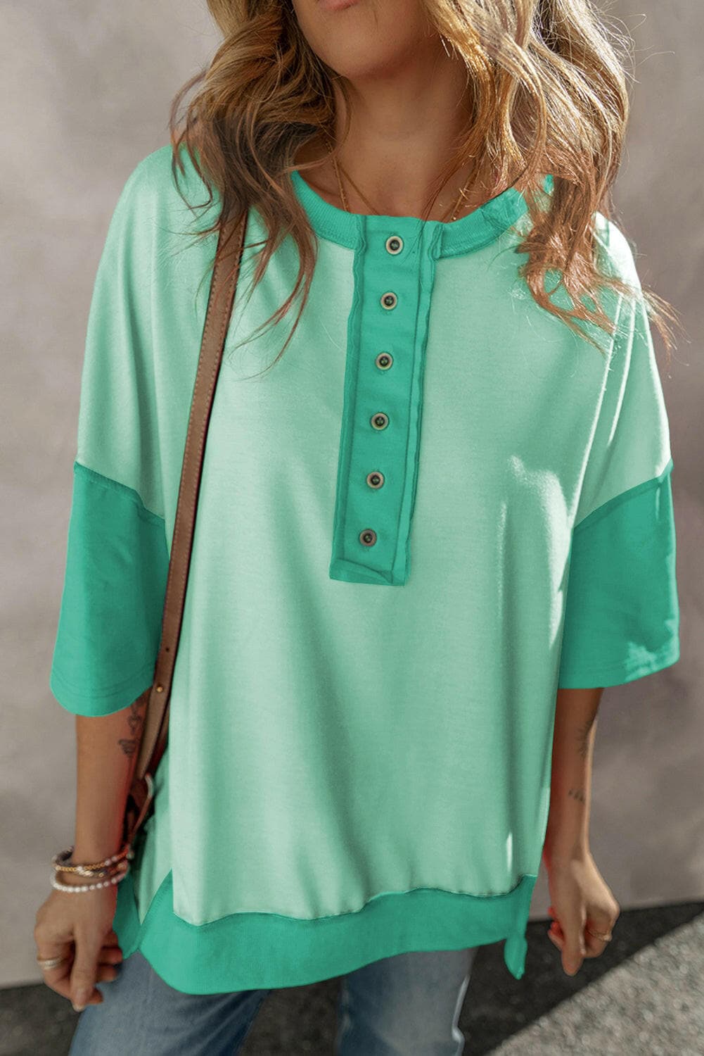 High-Low Round Neck Half Sleeve T-Shirt.