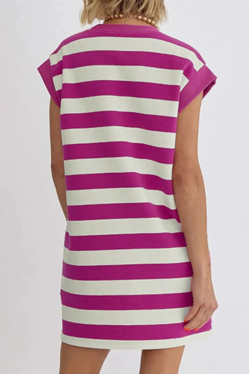 Stripe Cap Sleeve Pocketed Shift Tee Dress Simply Love