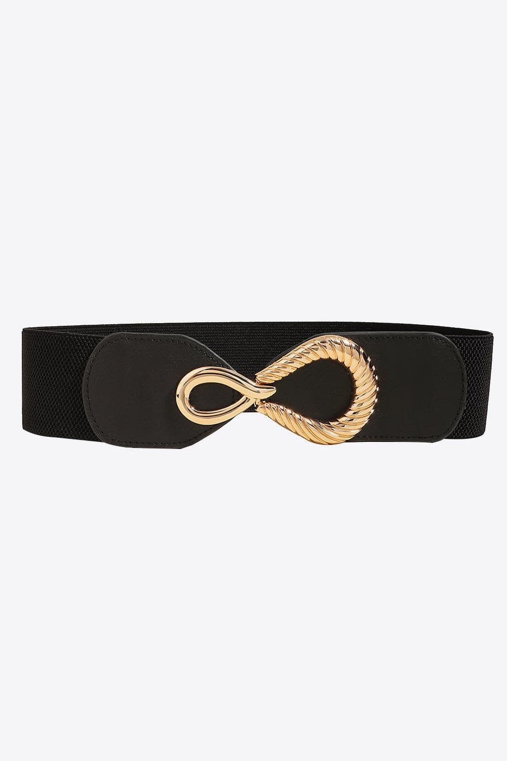 Ribbed Alloy Buckle Elastic Belt.