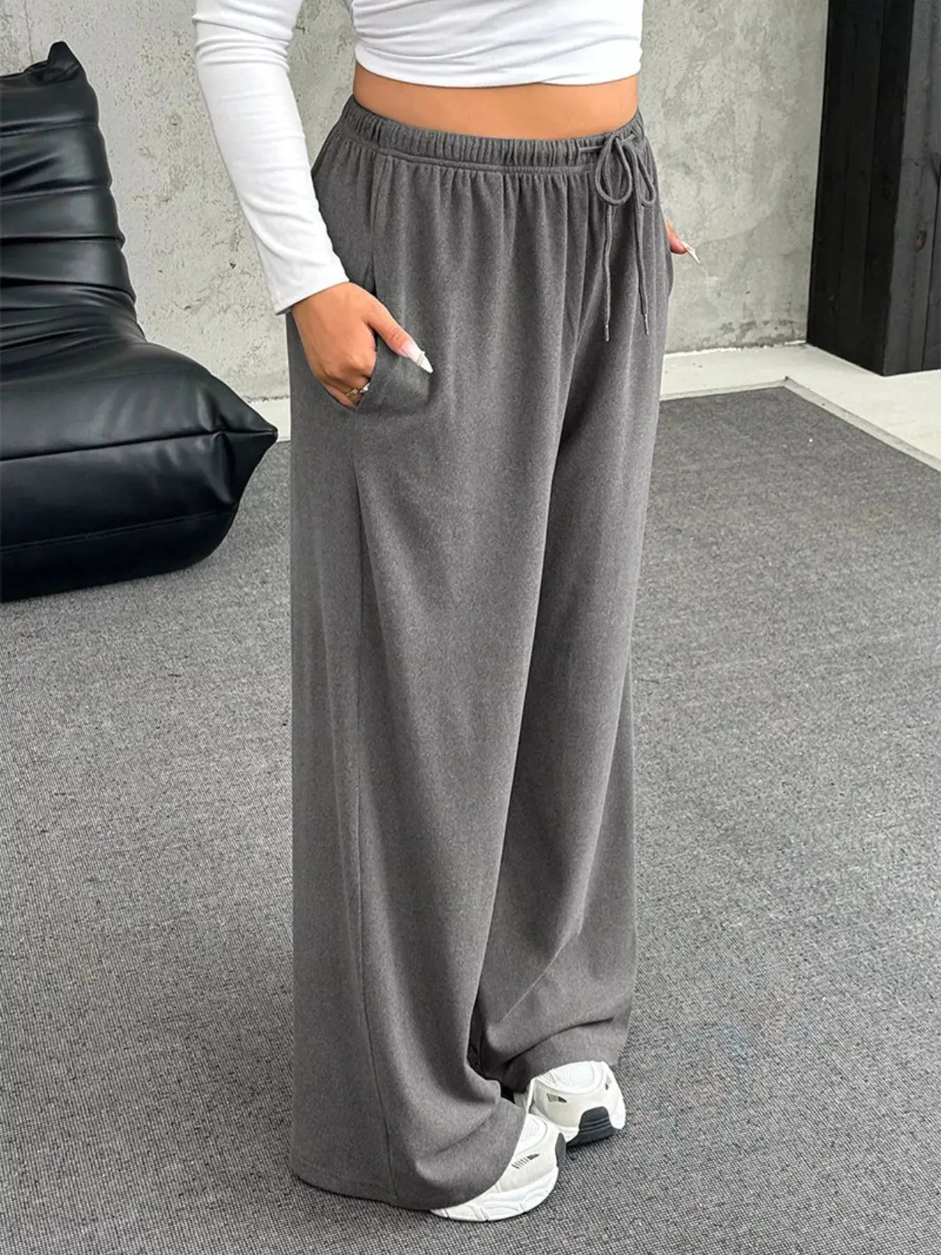 Full Size Drawstring Wide Leg Pants Plus Size Simply Love