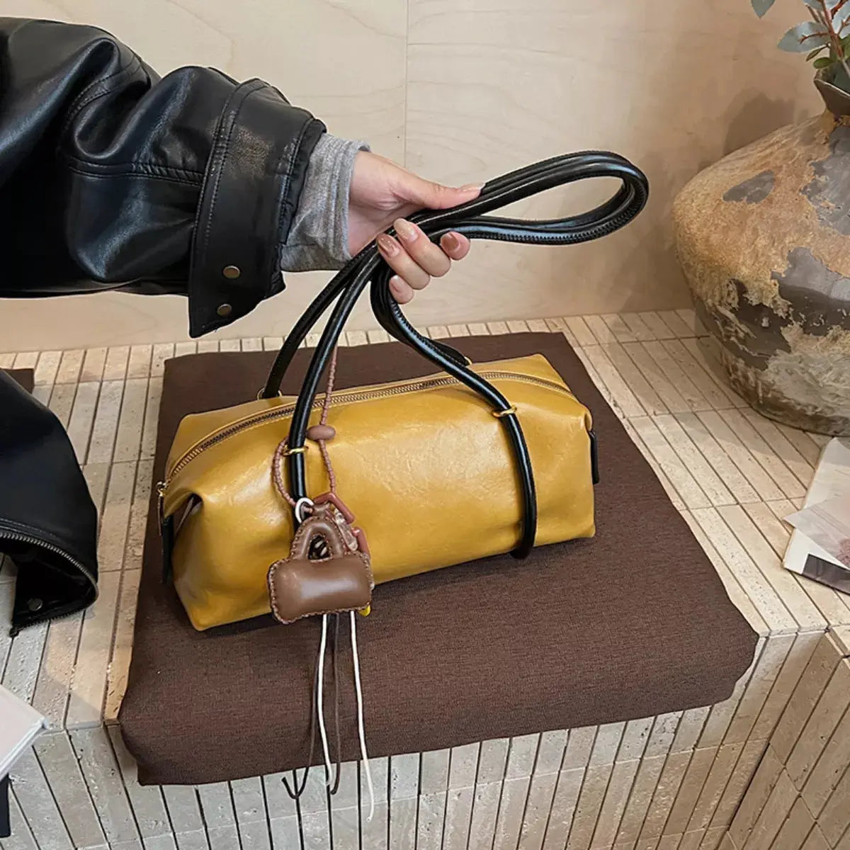 Leather Shoulder Bag with Charm Simply Love