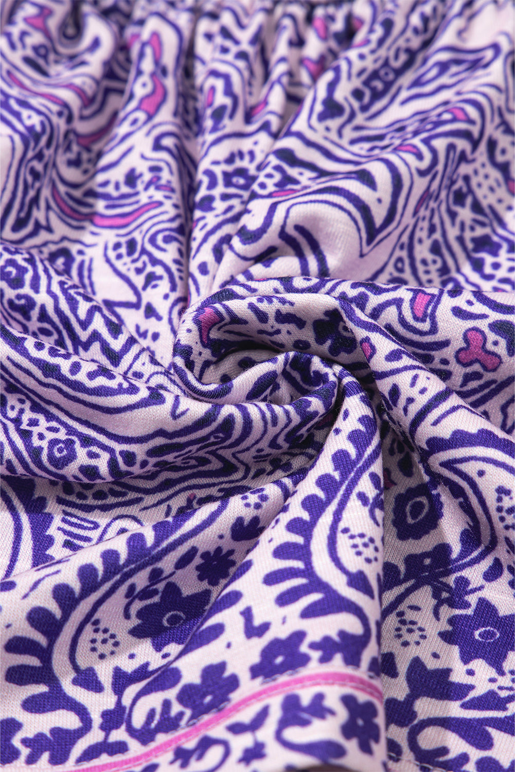 Purple Boho Paisley Print Half Sleeve Peplum Blouse