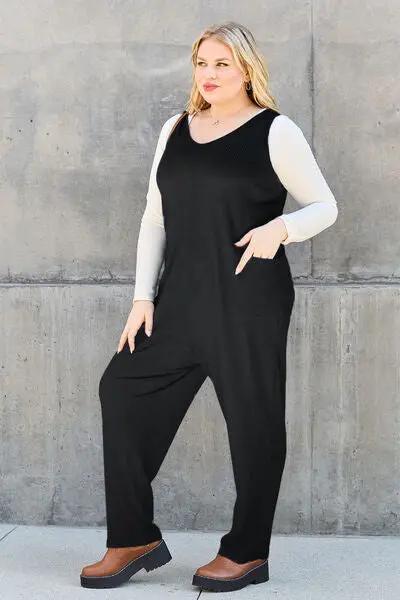 Double Take Full Size Sleeveless Straight Jumpsuit - Love Salve