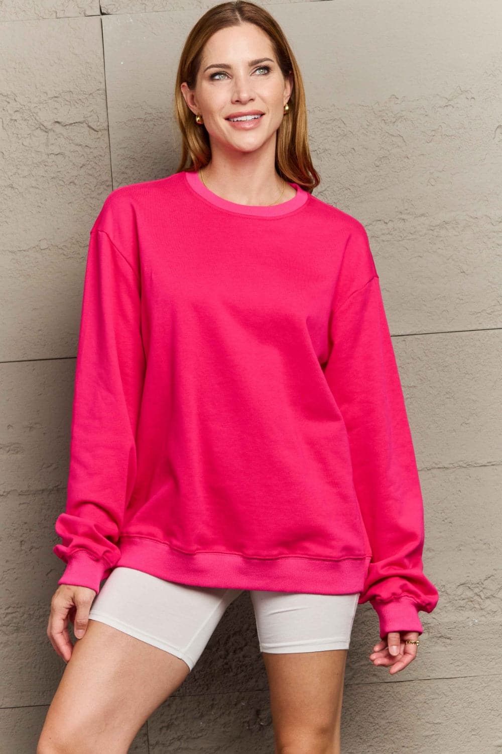 Cozy chic round neck long sleeve sweatshirt