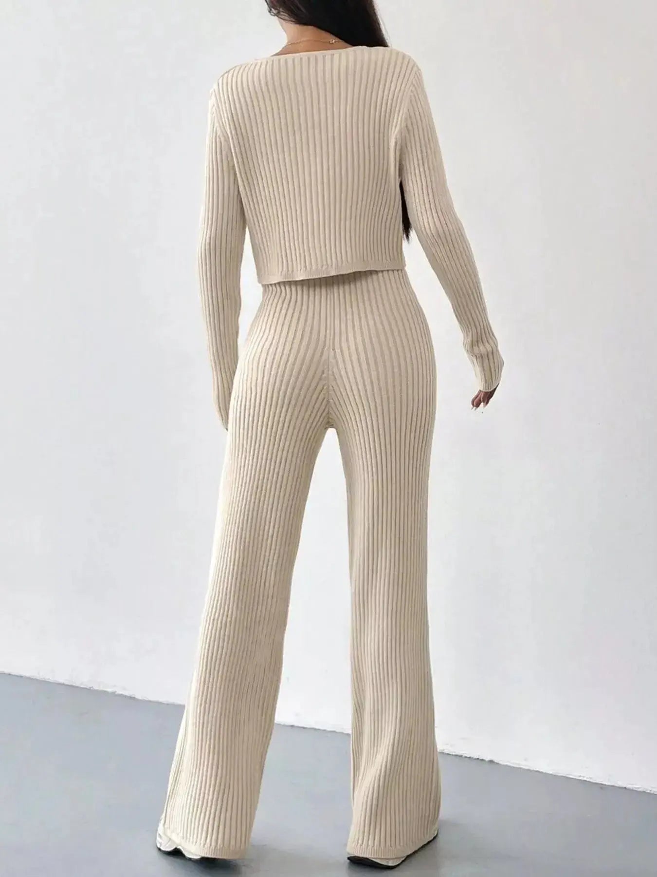Ribbed Knit Button Up Top And Pants Set For Women Cozy Loungewear Simply Love