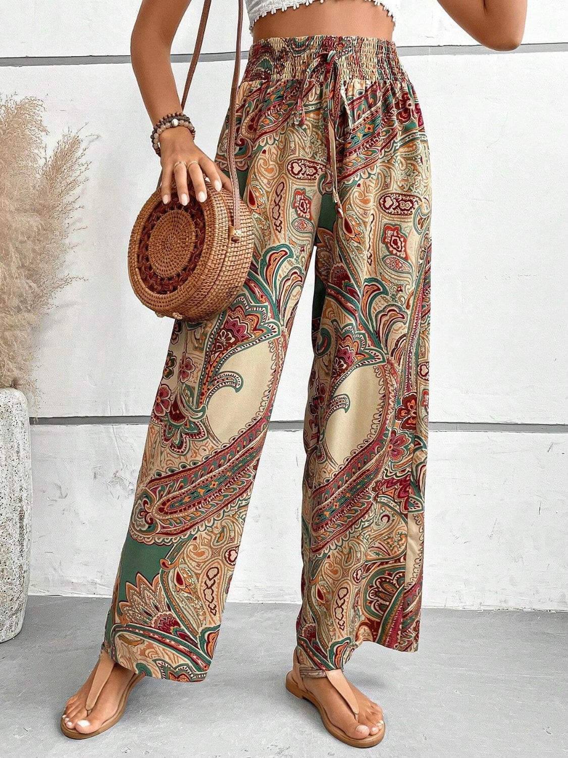 Printed Wide Leg Pants.