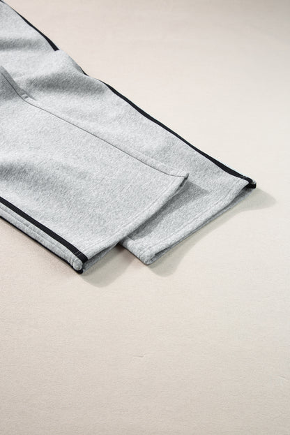 Light grey side stripe activewear set