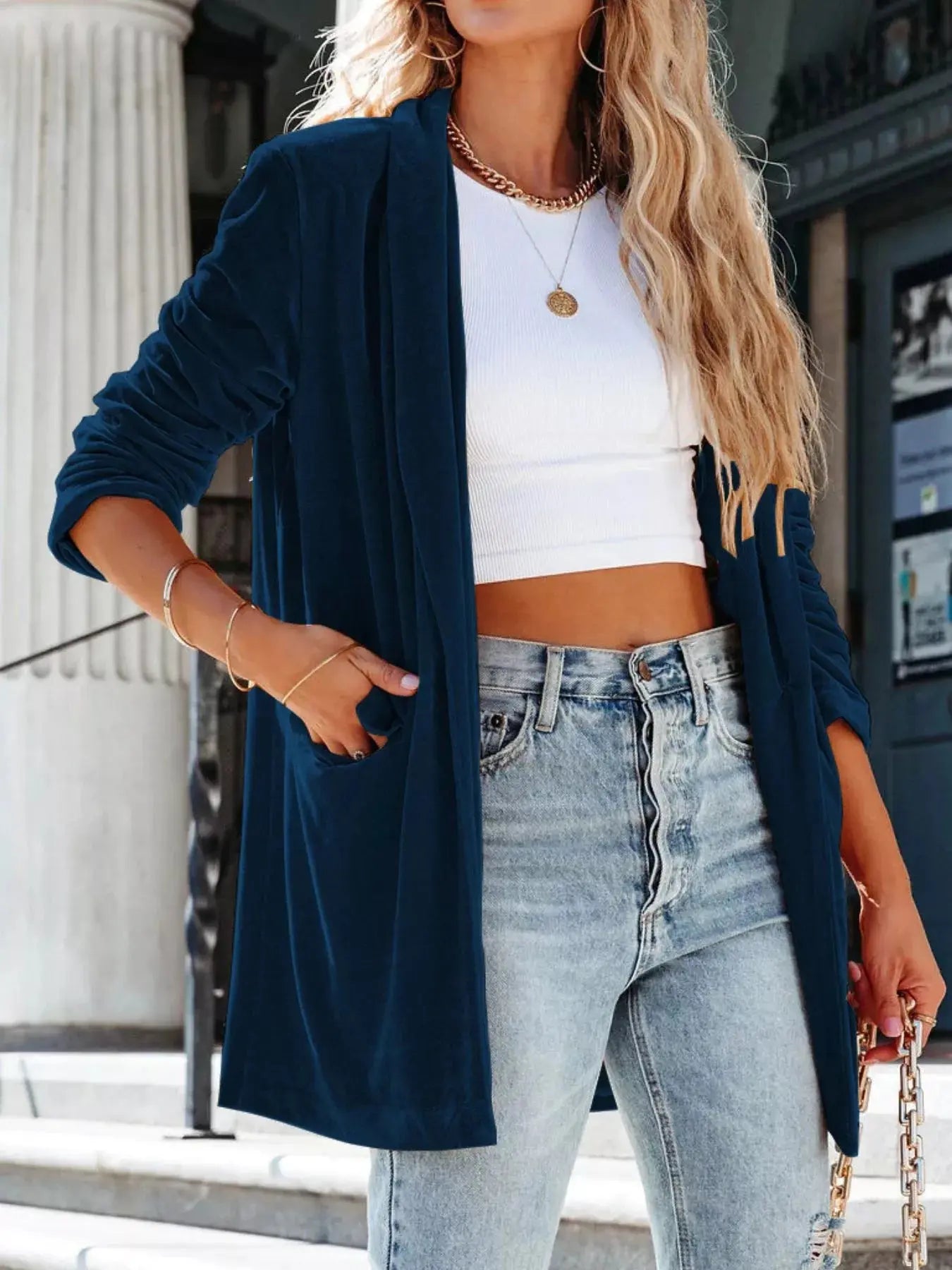 Velvet One Button Outerwear Simply Love