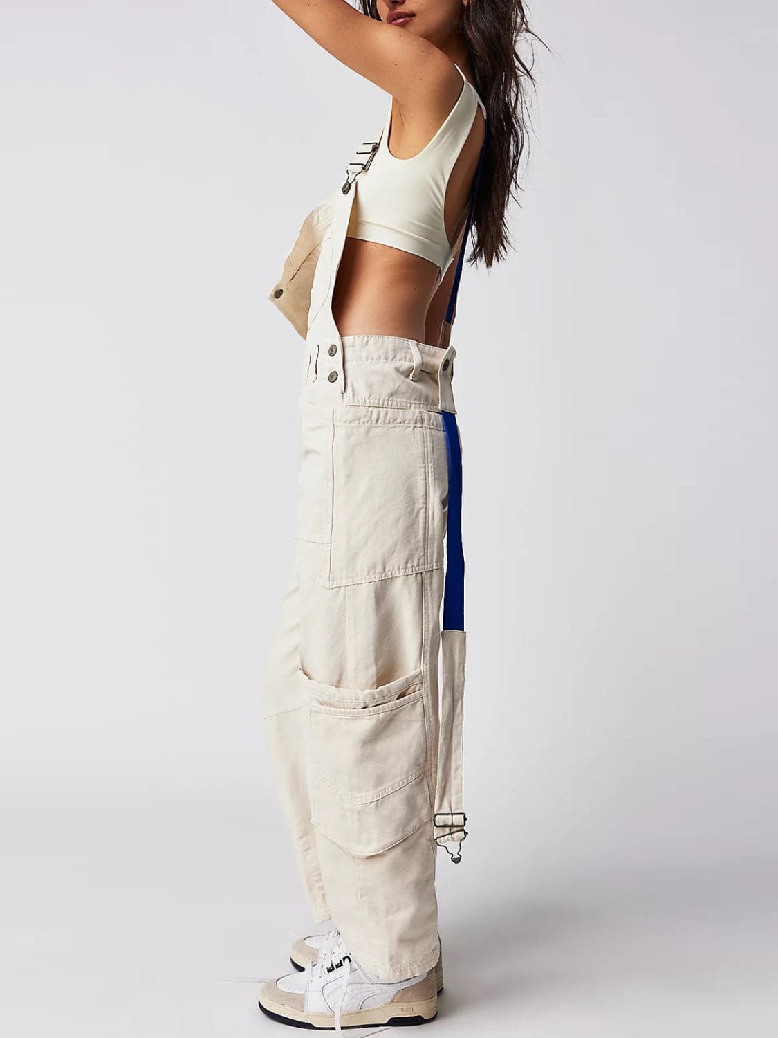 Pocketed Wide Strap Denim Overalls.