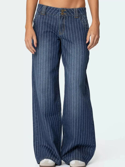 Striped Wide Leg Jeans Simply Love