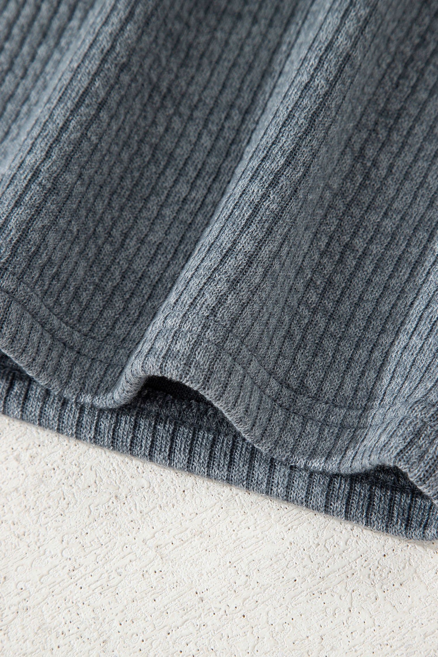 Medium Grey Ribbed Knit Shacket With Button Front Flap Pocket Casual Dear-Lover Dropshipping