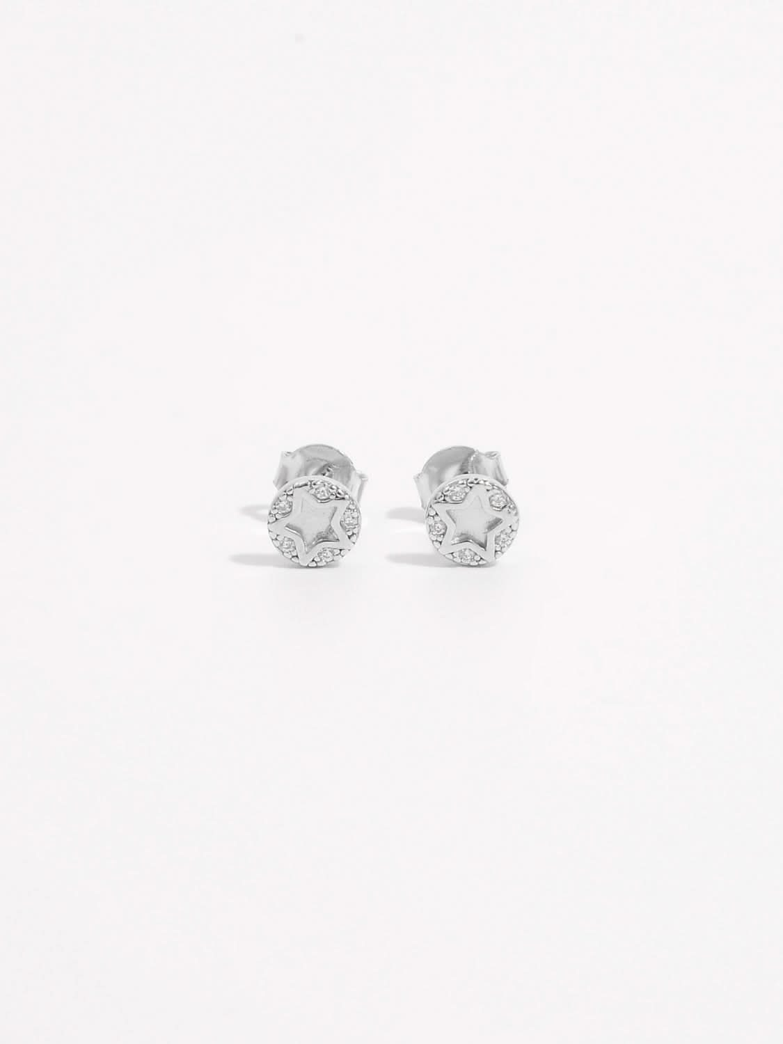 925 Sterling Silver Zircon Star Stud Earrings