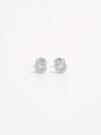 925 Sterling Silver Zircon Star Stud Earrings