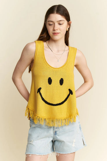 Jade By Jane Full Size Smiley Fringe Tank Top Plus Size - Love Salve 
