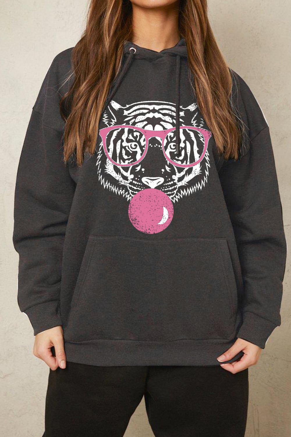 Simply Love Tiger Hoodie: Dropped Shoulder