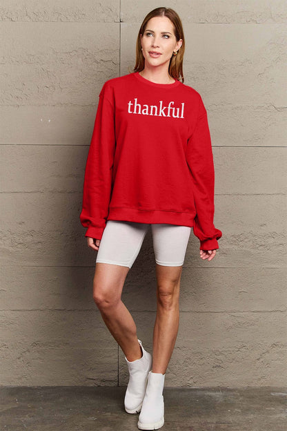 Simply Love Full Size THANKFUL Graphic Sweatshirt.