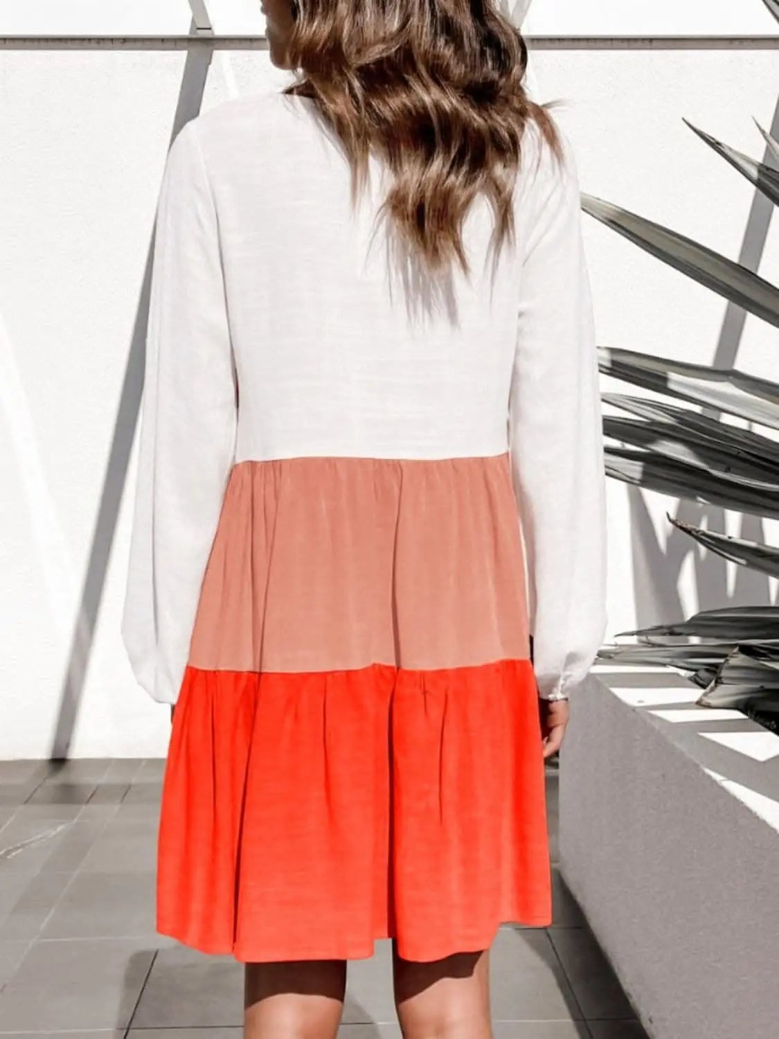 Chic long sleeve contrast dress - Love Salve 