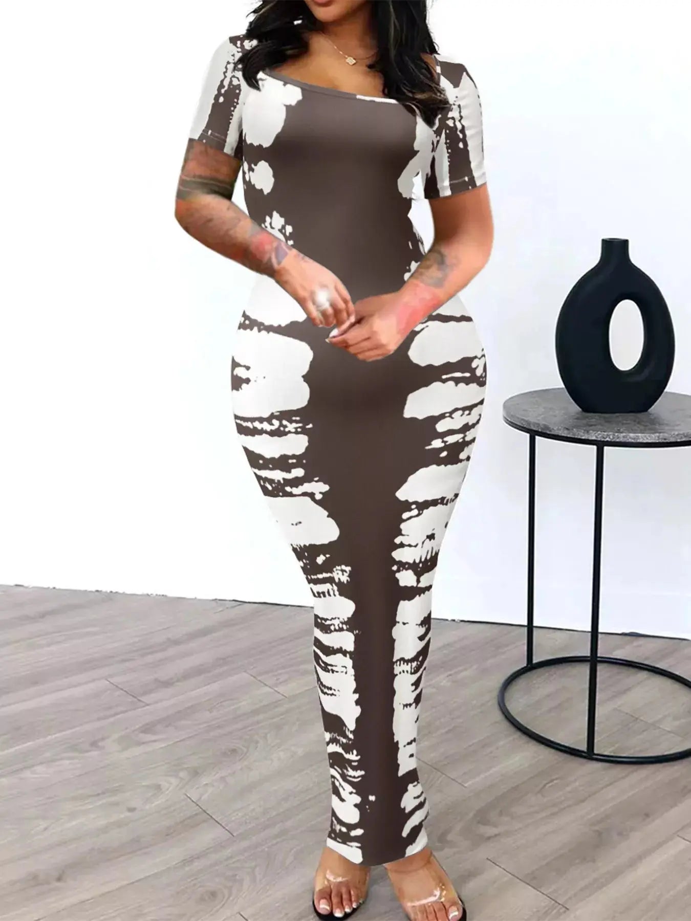 Plus Size Square Neck Short Sleeve Dress Simply Love