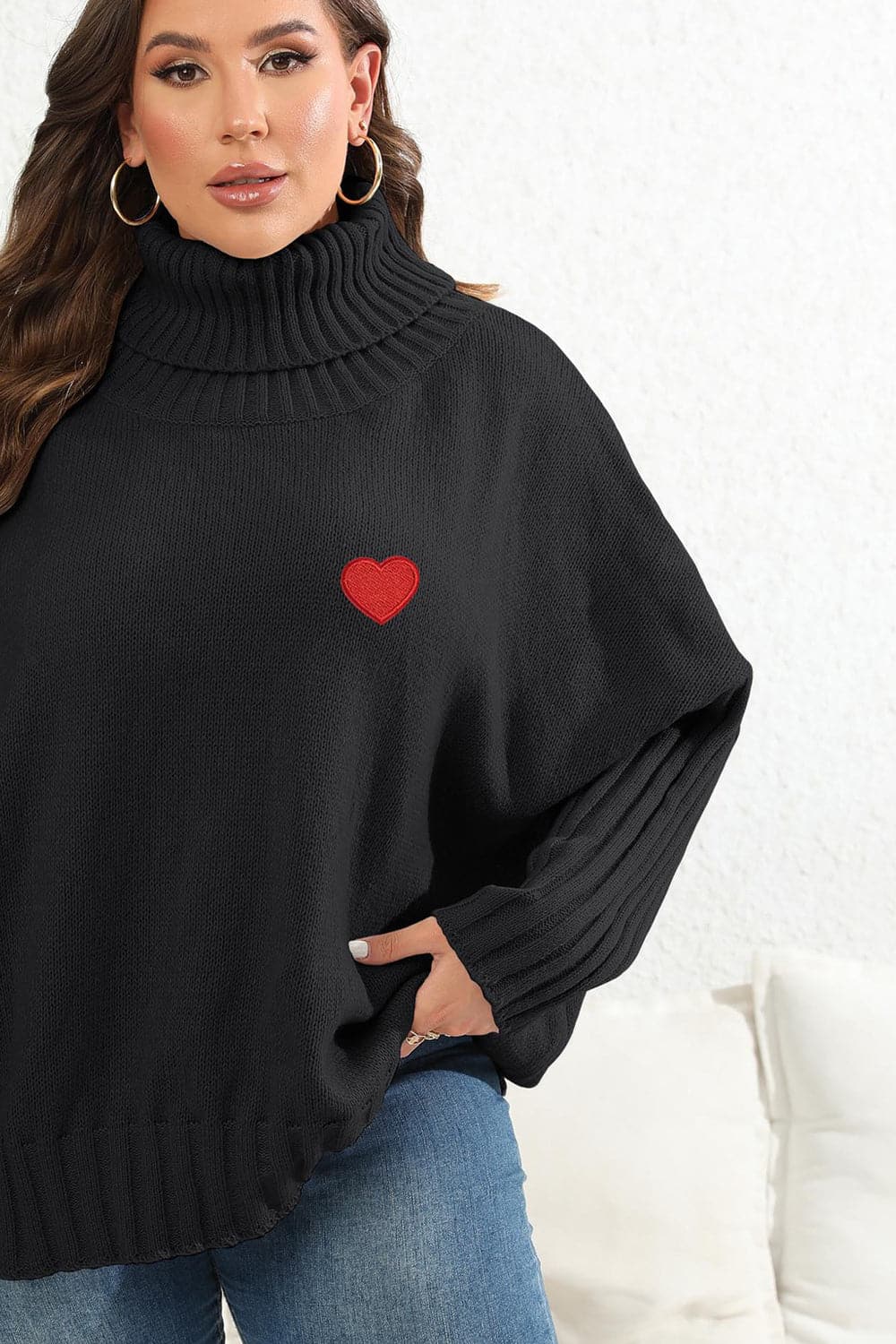 Plus Size Turtle Neck Long Sleeve Sweater.