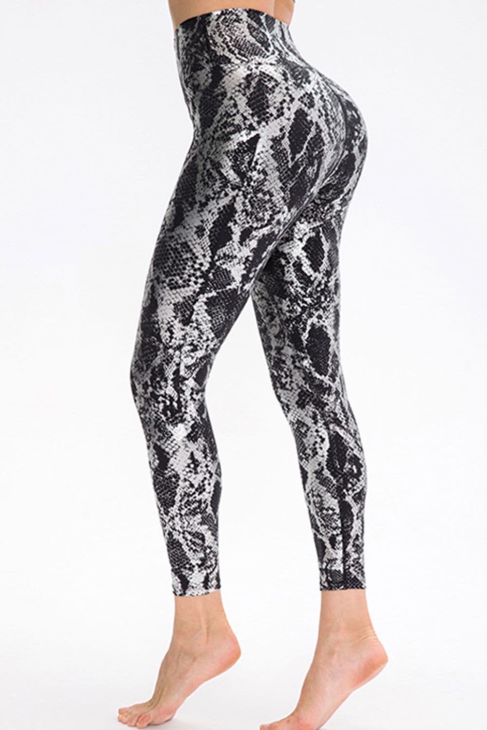 Animal Print Slim Fit Wide Waistband Long Sports Pants.