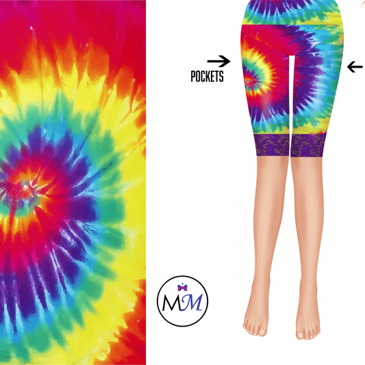 Tye Dye Lace Legging Shorts with Purple Lace MM