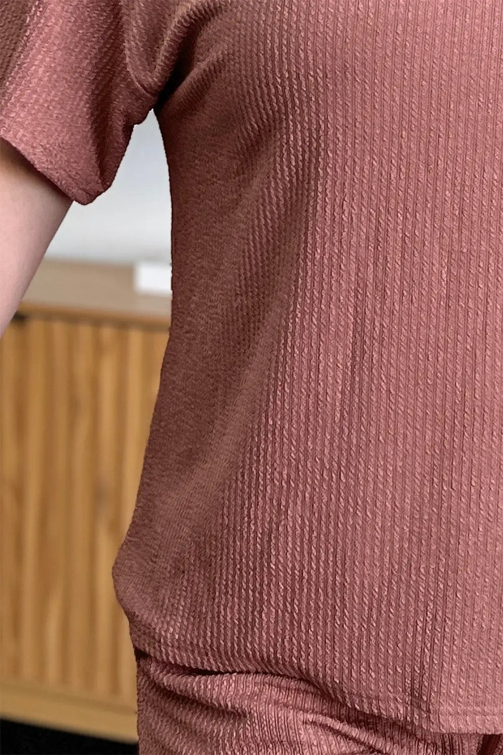 Double Take Full Size Round Neck Short Sleeve T-Shirt and Shorts Set - Love Salve