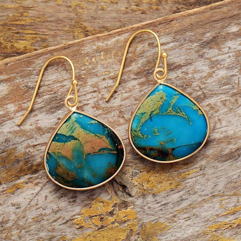 18K Gold-Plated Natural Stone Earrings.