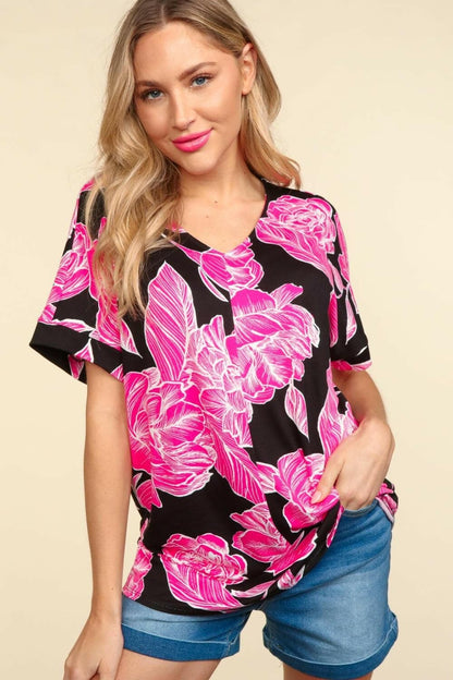 Haptics Floral Drop Shoulder T-Shirt.