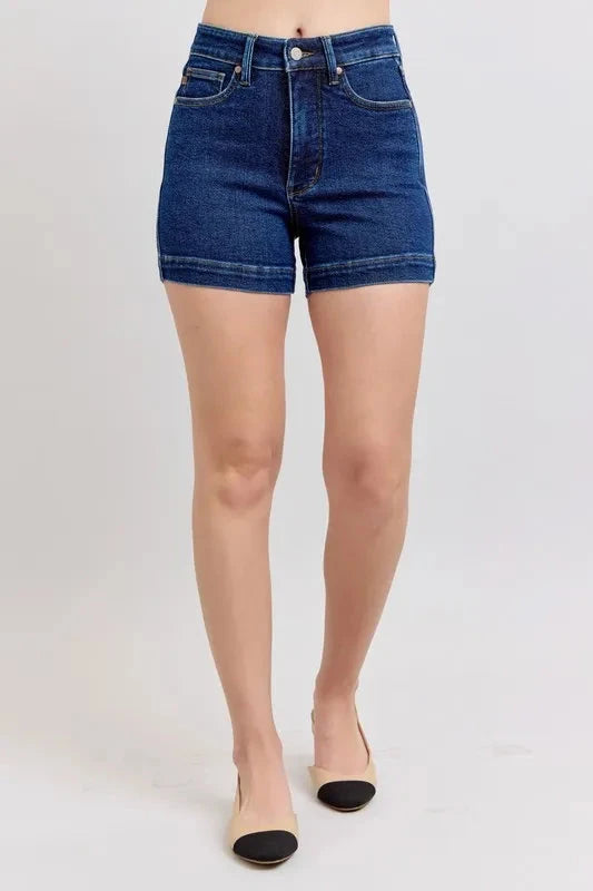 Judy Blue Full Size High Waist Tummy Control Denim Shorts Plus Size Coco’s Tee Boutique