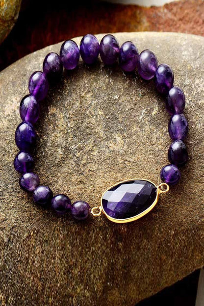 Handmade Amethyst Beaded Bracelet.