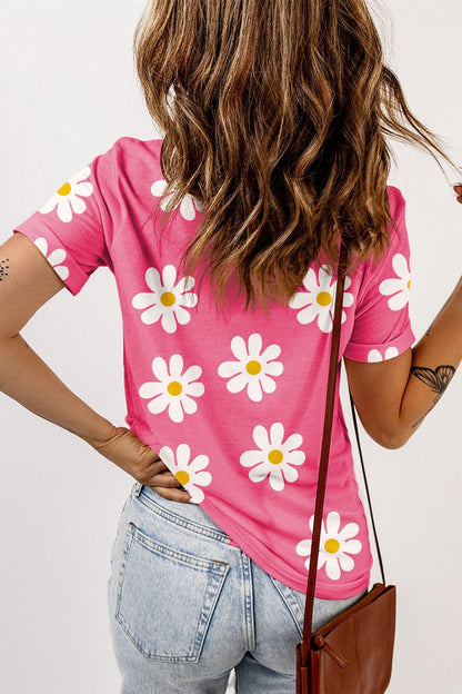 Printed Round Neck Short Sleeve T-Shirt.