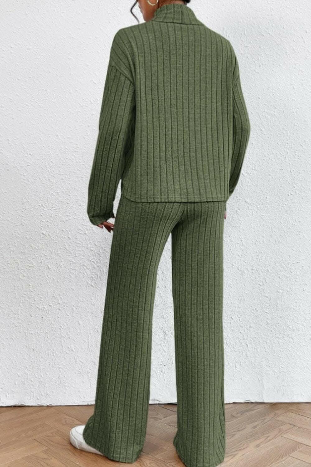 Chic mock neck top & pants set - Love Salve 