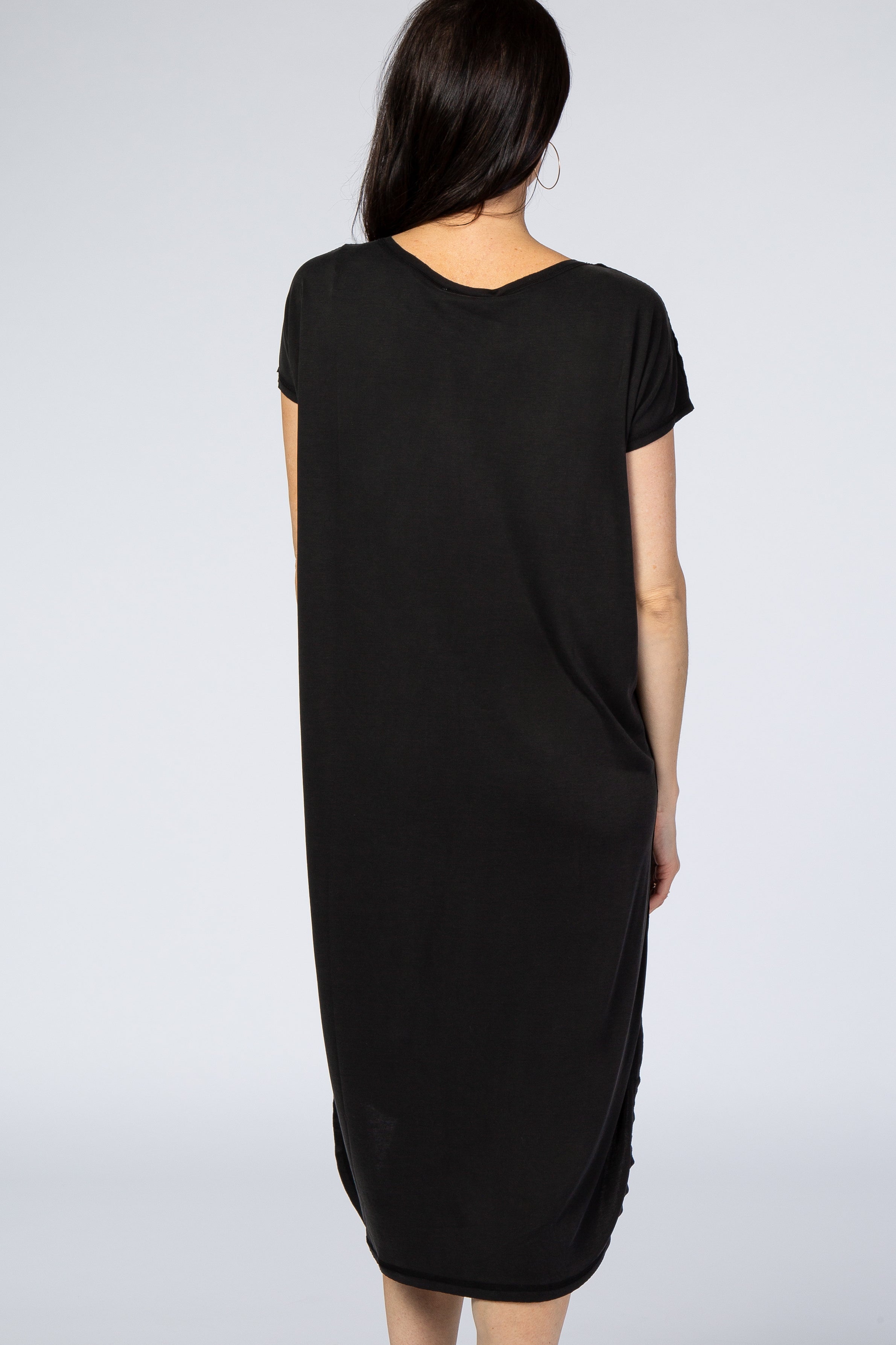 Black Faded Curved Hem Midi Dress PinkBlush