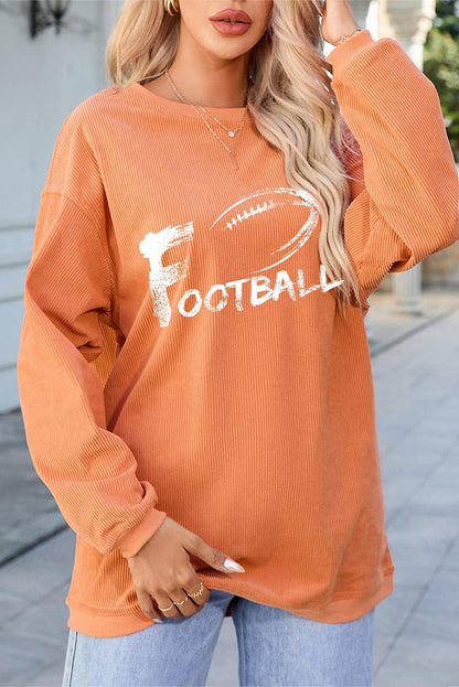 FOOTBALL Round Neck Long Sleeve Sweatshirt.