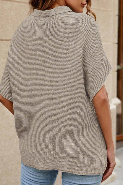 Mock Neck Short Sleeve Sweater.