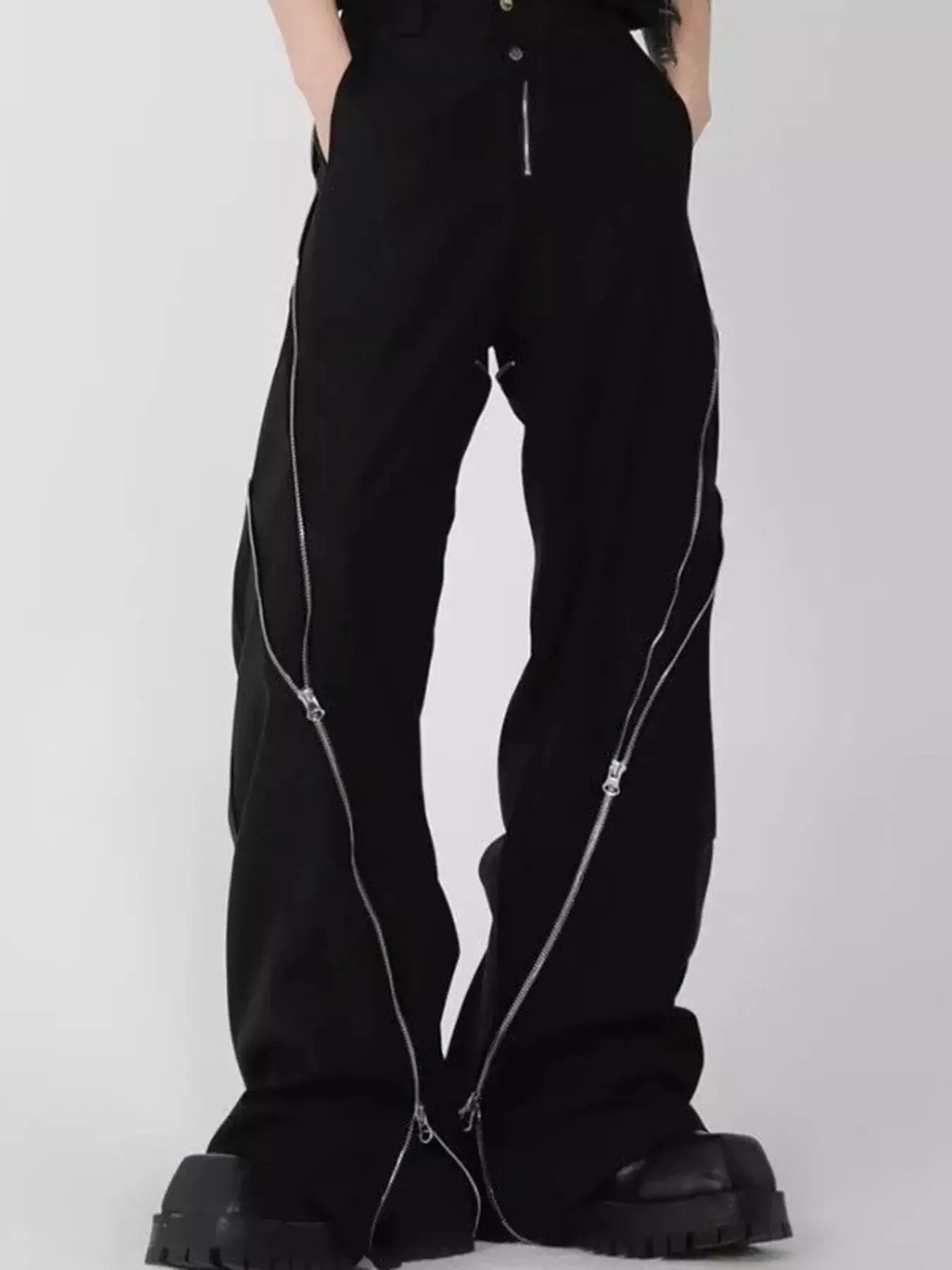 Men's Plus Size Zipper Embellished Wide Leg Stretch Pants Simply Love