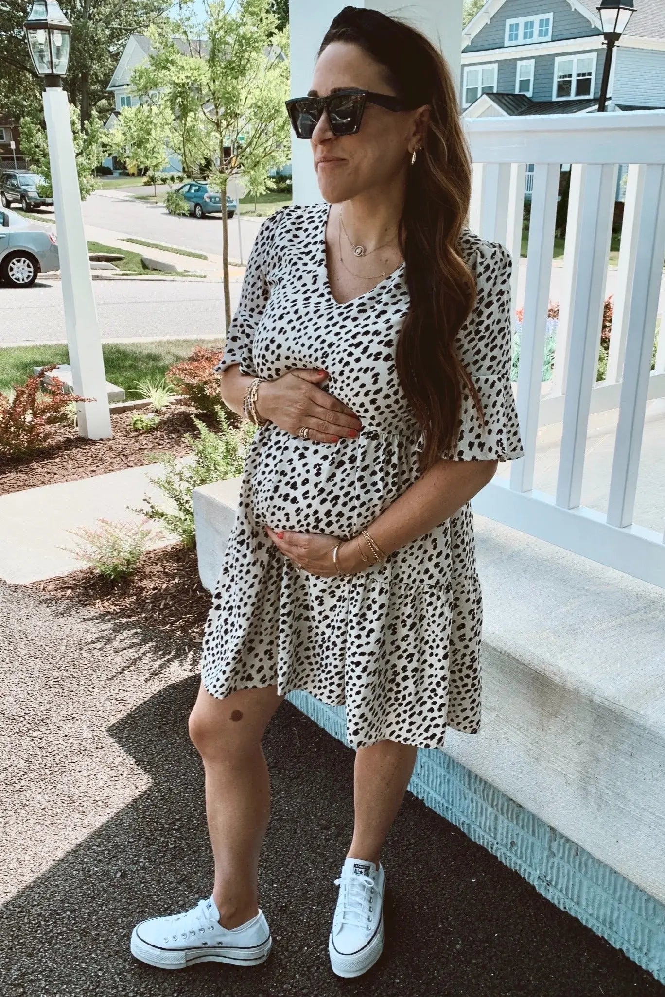 Beige Animal Print Ruffle Sleeve Maternity Dress PinkBlush